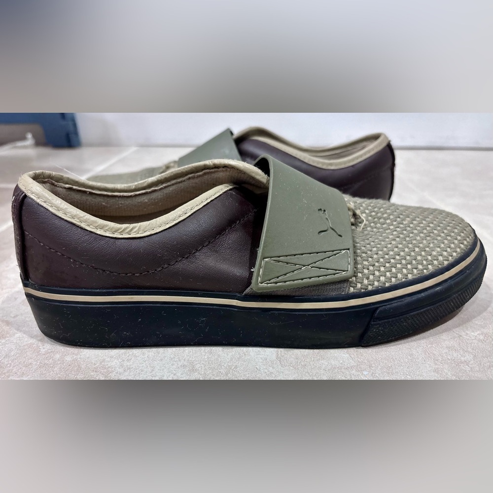 Puma Men's Olive and Brown Slip-On Loafers